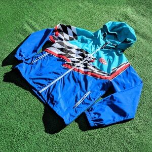 Dope RacingJacket Small Checkered Flag Circuit Windbreaker Full-Zip Hooded NWOT